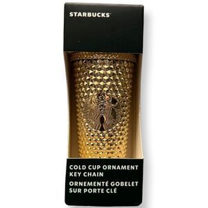 NEW Starbucks 2022 Holiday Edition Metallic Gold Bling Tumbler Ornament Keychain